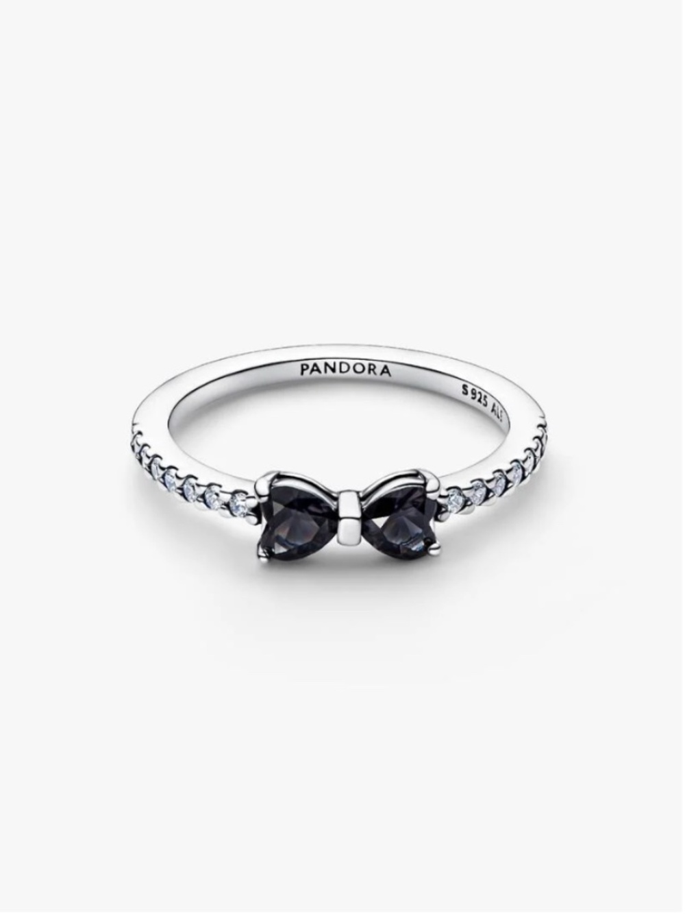 Pandora Sparkling Black Bow Ring Sterling Silver Size 9 Limited Edition